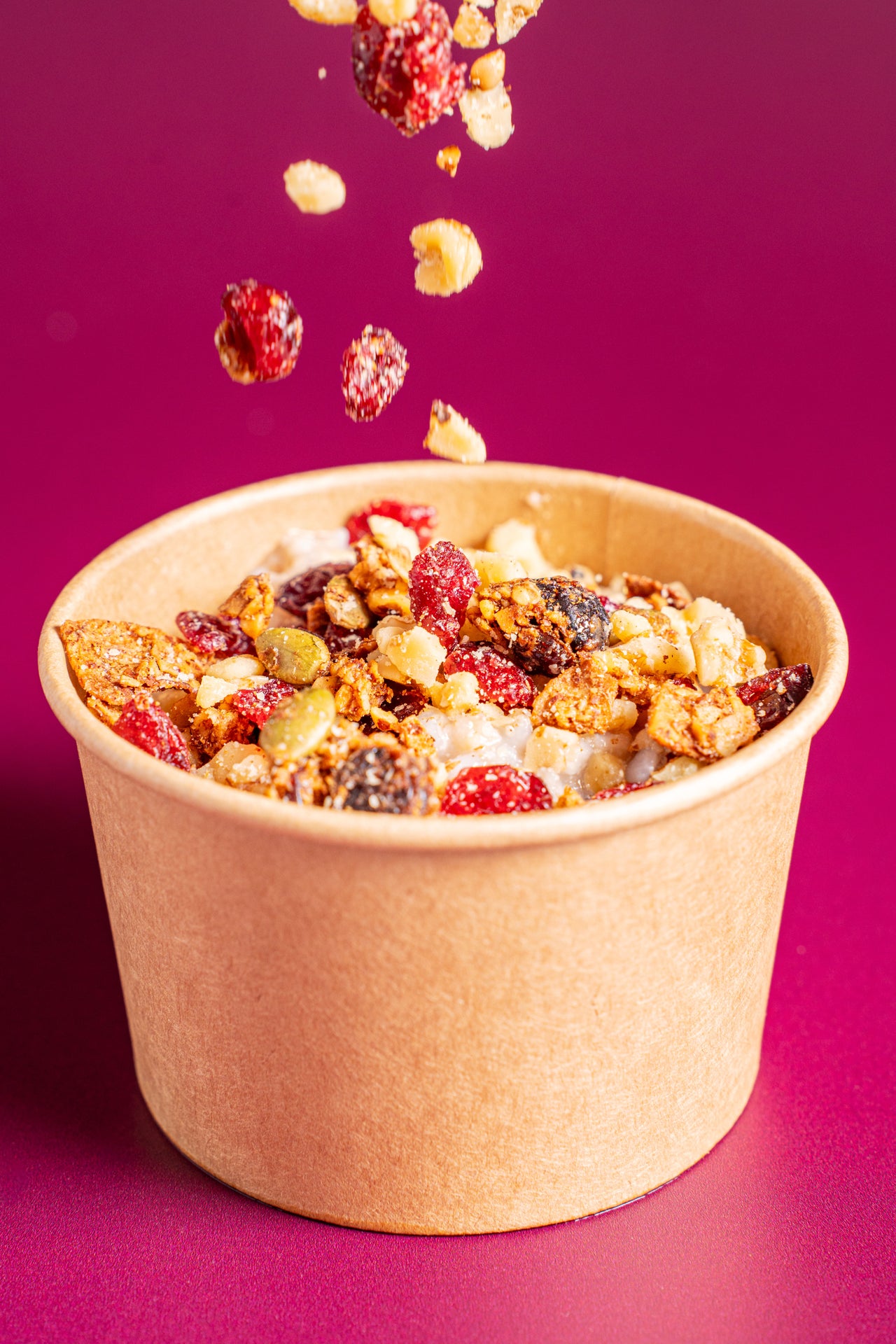 Hearty Porridge; Baked & Sweets; Buckwheat Groats, Steel Cut Oats, Apple Cider Vinegar, Salt; Optional Toppings: Oat Milk, Dried Cranberries, Walnuts, Nutty Granola (Buckwheat, Dates, Maple Syrup, Cranberries, Almonds, GF Oats, Pepitas, Walnuts, Chia, Coconut Oil, Sunflower Seeds, Coconut Flakes, Flax, Vanilla, Cinnamon, Cardamom, Salt); Contains Tree Nuts, Sesame; A great base to fuel your day. Top it how you please and own the morning!