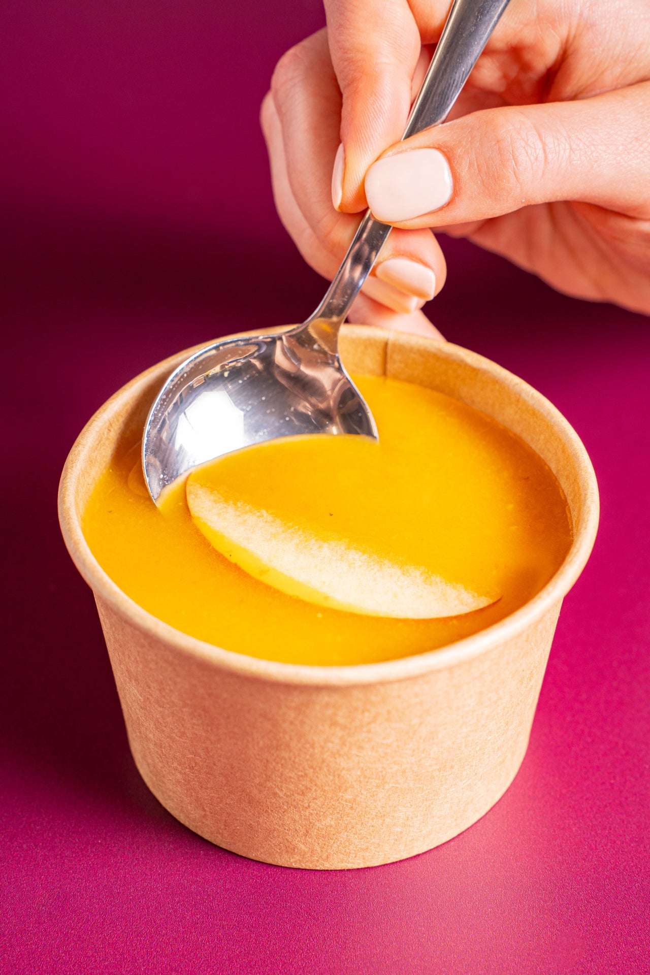 Butternut Squash Soup; Soup; Butternut Squash, Carrot, Sweet Potato, Yellow Onion, Apple, Garlic, Ginger, Frontier Veg Broth, Lemon, Cardamom, Black Pepper, Salt ; Contains No Major Allergens; Velvety-smooth and naturally sweet. Soothing and subtly spiced—a perfect balance of earthiness and comfort in every spoonful.