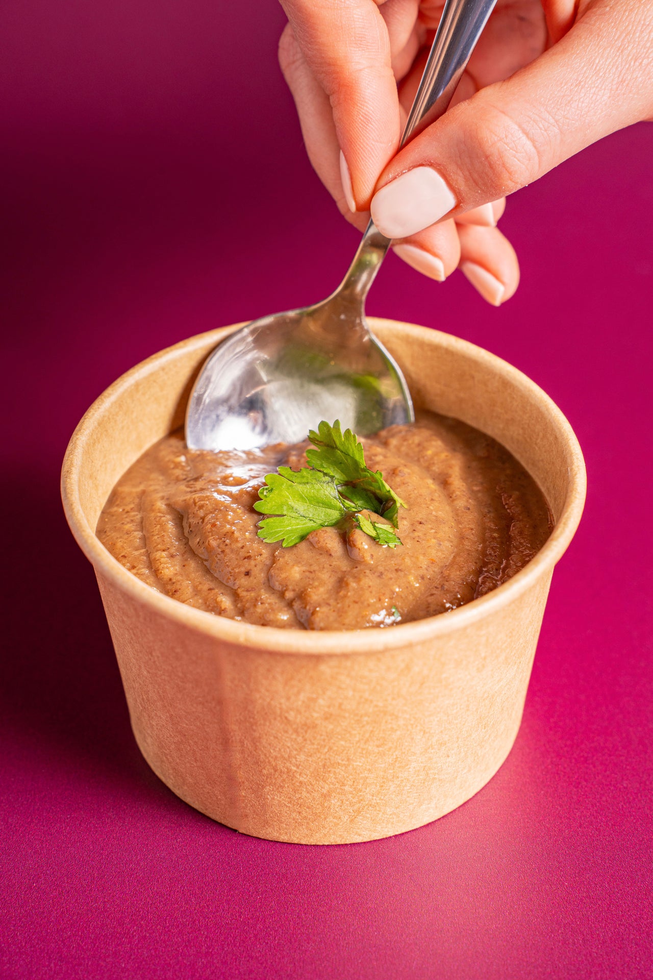 Spicy Black Bean Soup 16 fl oz; Soup; Onion, Black Bean, Sweet Potato, Celery, Chipotle Pepper, Master's Touch Veg Base, Garlic, Rice Vinegar, Salt, Olive Oil, Chili Powder, White Pepper, Clove; Contains No Major Allergens; Smoky and a kick of heat, this will warm your soul!