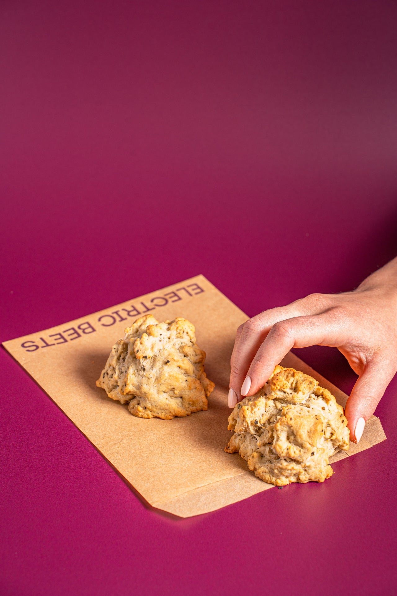 Basil Biscuit; Baked & Sweets; Bread Flour, Avocado Oil, GF Rolled Oats, Baking Powder, Salt, Garlic + Onion Powder, Black Pepper, Basil, Oregano; Contains Wheat; Fluffy, herby, and oh-so-satisfying.