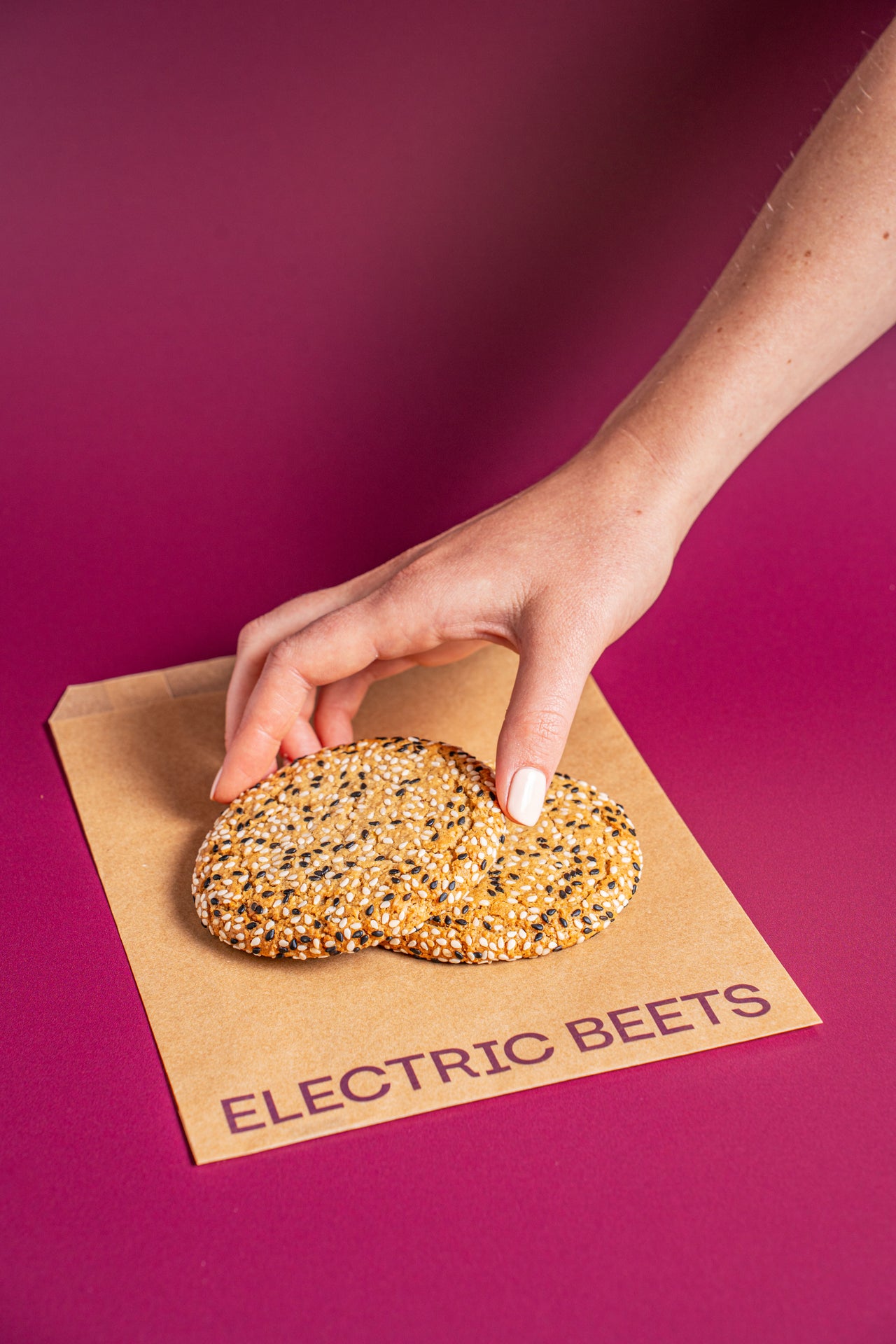 Sesame Tahini Cookie; Baked & Sweets; GF Rolled Oats, Tahini, Maple Syrup, Sesame, Lemon, Vanilla, Baking Soda, Salt; Contains Sesame; Nutty, chewy, and with a dash of lemony brightness, this sesame cookie will cure your sweet tooth!