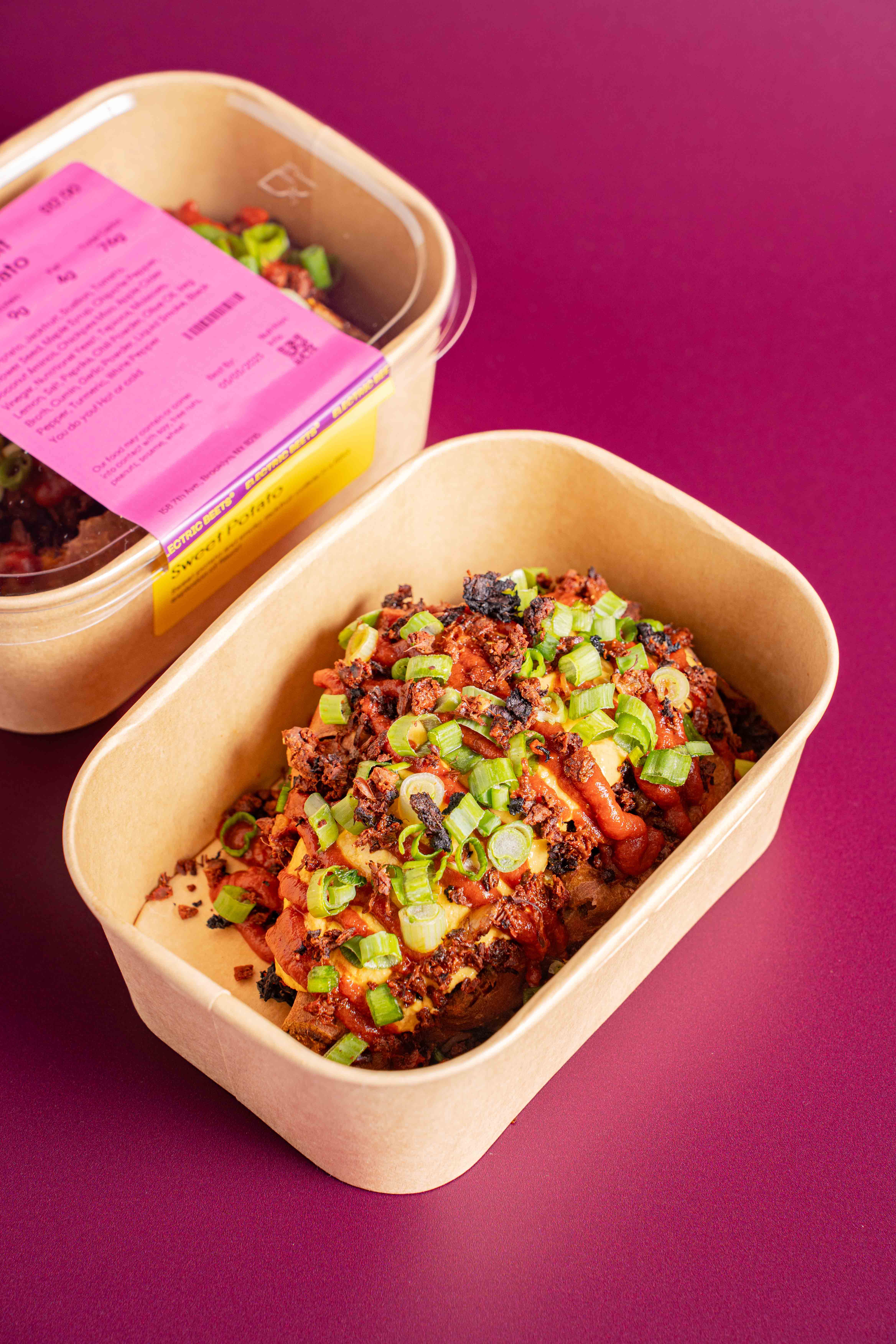 BBQ Jackfruit Sweet Potato; Sweet Potato, Water, Jackfruit, Yellow Onion, Scallions, Sunflower Seeds, Tomato Paste, Carrots, Chickpea Miso, Nutritional Yeast, Chipotle Peppers In Adobo, Coconut Aminos, Garlic, Tapioca Flour, Maple Syrup, Apple Cider Vinegar, Lemon, Sweet Paprika, Master's Touch Veg Base Powder, Molasses, Salt, Chili Powder, Olive Oil, Ground Cumin, Smoked Paprika, Garlic Powder, Ground Black Pepper, Turmeric Powder, Liquid Smoke, White Pepper